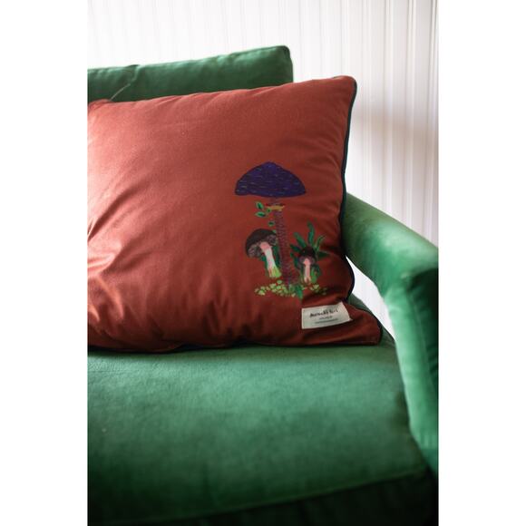 Anthropologie Nathalie Lete Embroidered Velvet Pillow Mushroom - Picture 4 of 4